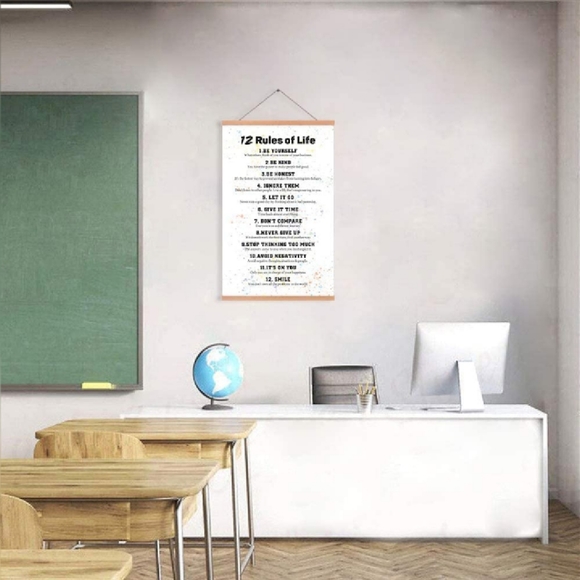 KAIRNE 12 Rules Of Life Inspirational Quote Art Print with Wooden Hanger. - Picture 4 of 6